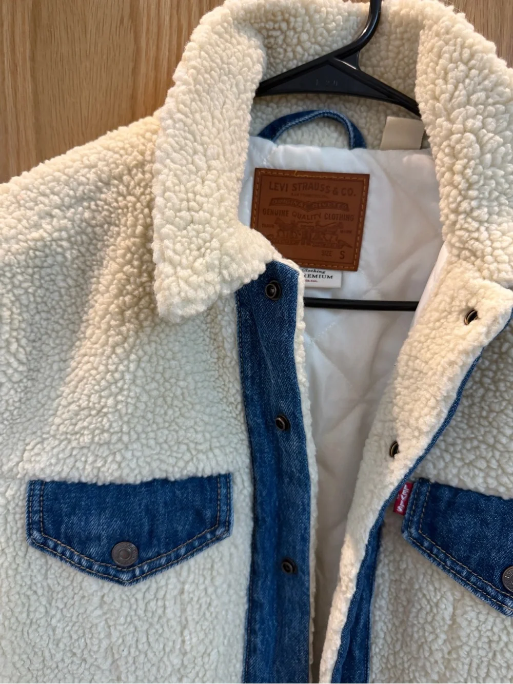 Levi's Woman’s Sherpa Denim-Trim Jacket in Cream